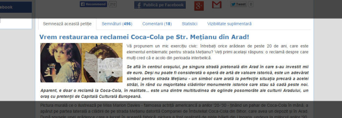 petitie arad culture str metianu coca cola