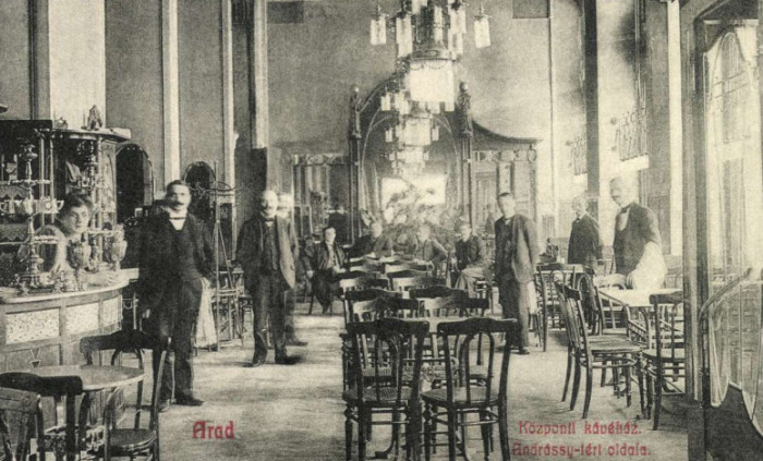 Cafeneaua Central din Arad în 1908