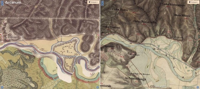 în trecut Mureșul avea mai multe meandre între care se formau insule, am studiat hartile austriece. Astfel am redesenat cursul Mureșului.