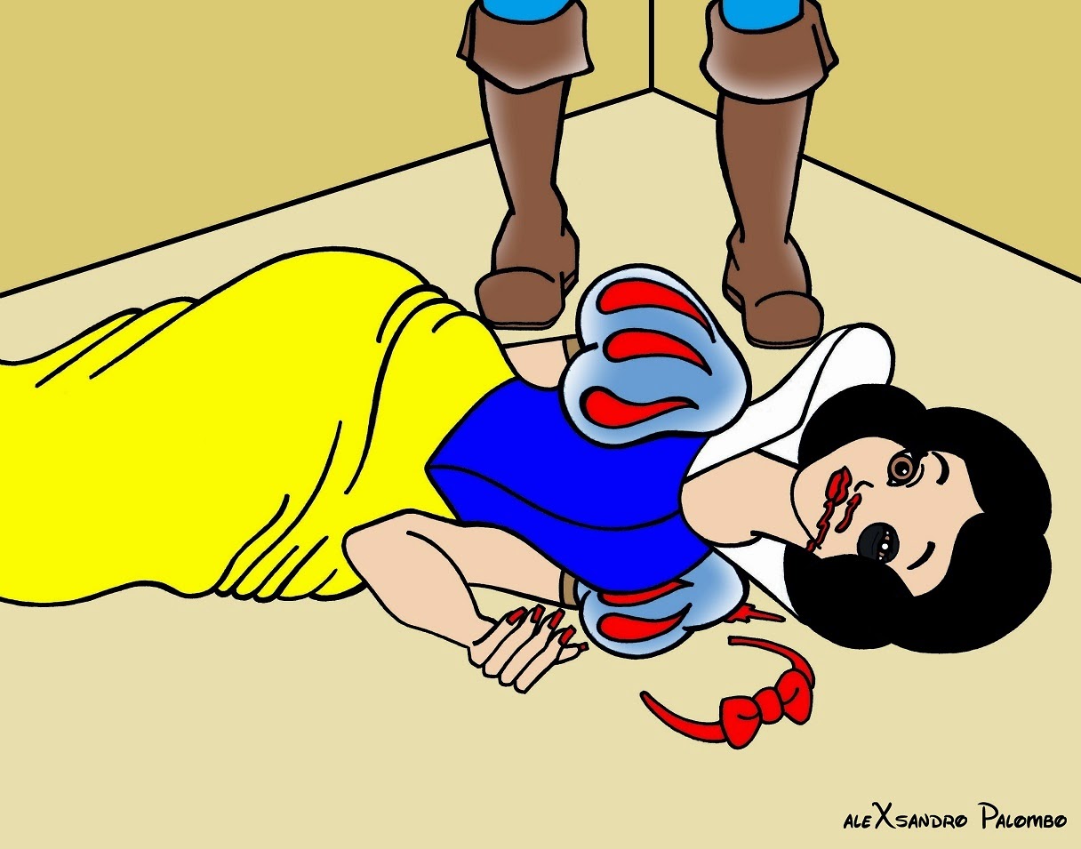 Snow White and Prince Charming Art Portrait Social Campaign Domestic Woman Women's Violence Abuse Satire Cartoon Illustration Critic Humor Chic by aleXsandro Palombo 1