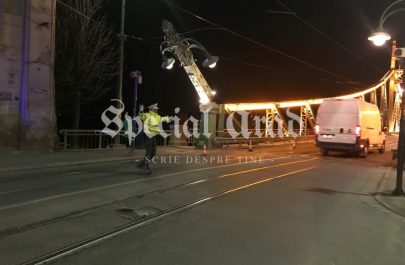 Alertă în Aradul Nou: s-a rupt un stâlp de pe Podul Traian! Pompierii, dar și Falcă, au fost acolo (Foto)
