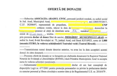 Donație Aradul Civic