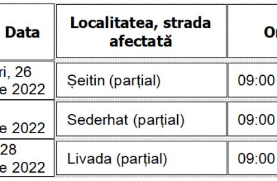 Întreruperi de curent electric în trei localități din județ, între 26 - 28 ianuarie