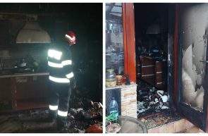 Bucatarie arsa intr o casa din Chisineu Cris