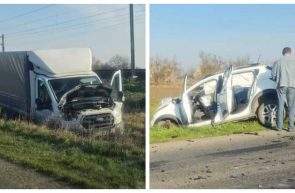 accident intre Arad si Curtici. Un camion si un autoturism au intrat in coliziune