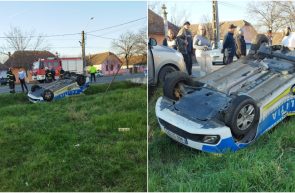 masina politie rasturnata