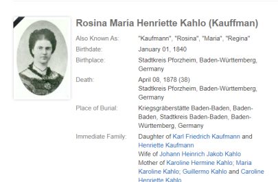 Rosina María Henriette Kahlo - Kauffman
