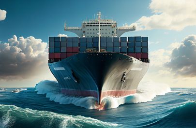Shipping industry delivering cargo on large container ship ,generative AI