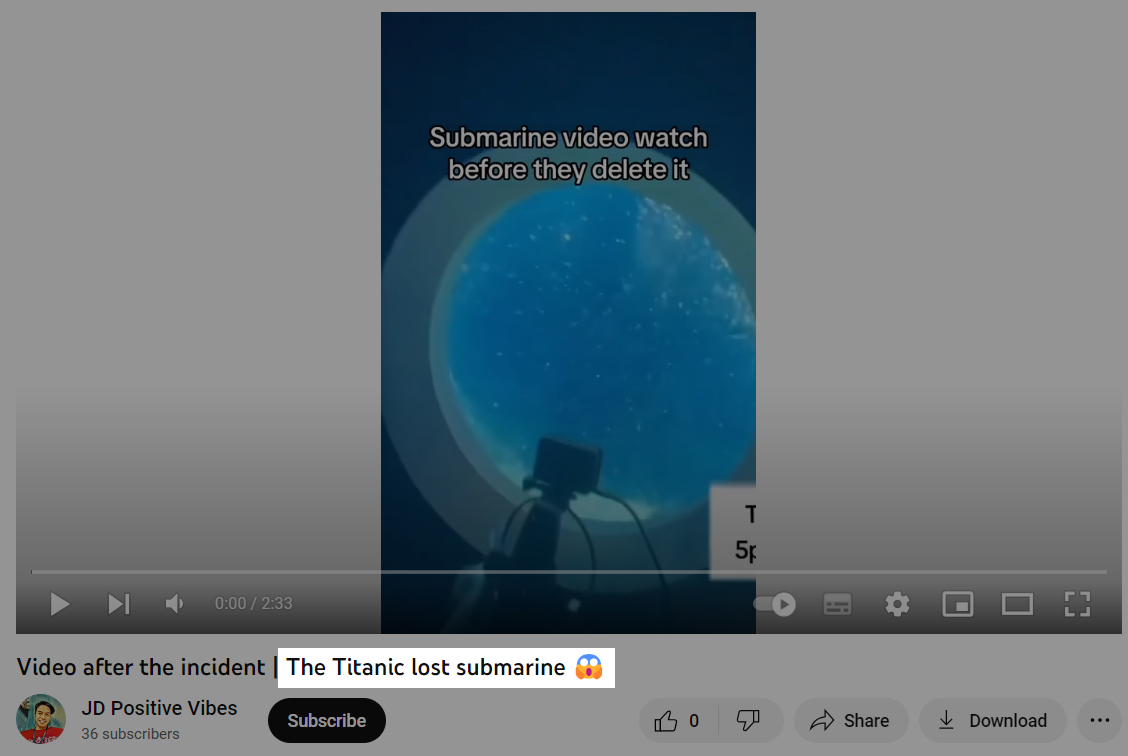 video fake news titan submersible