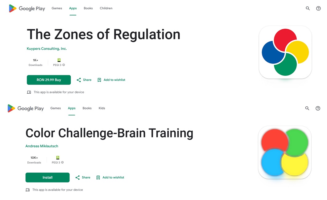 The Zones of Regulation - Color Challenge-Brain Training