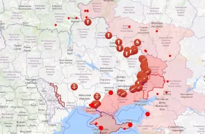 Teritoriile Ucrainei atacate în prezent de Rusia, potrivit liveuamap