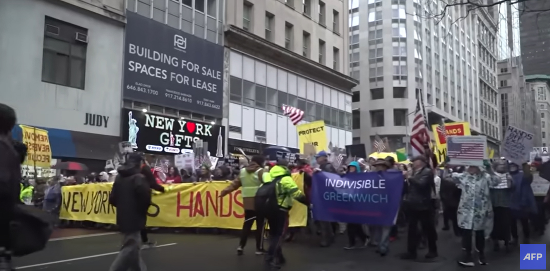 protest new york trump elon musk