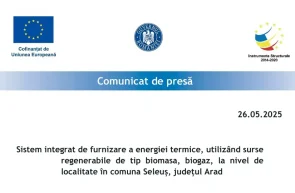 Comunicat comuna Seleus Sistem integrat de furnizare a energiei termice utilizand surse regenerabile de tip biomasa biogaz