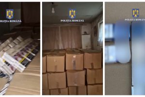Polițiștii arădeni au reținut trei persoane și au confiscat aproape 70.000 pachete de țigări