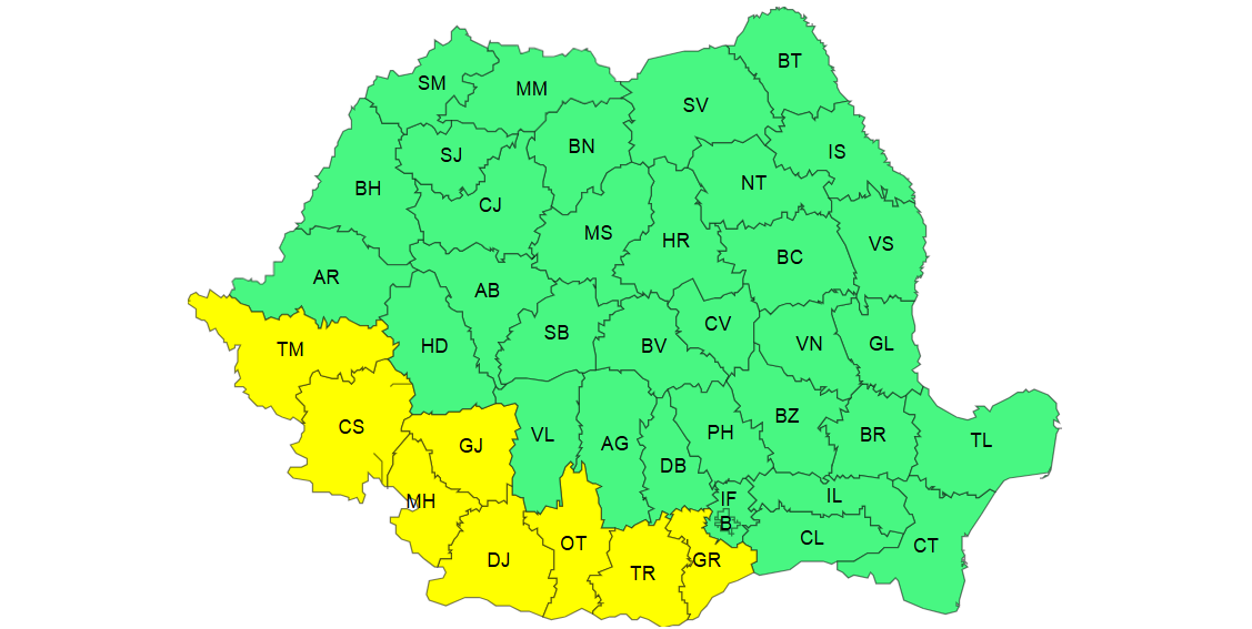 Primul cod de caniculă din această vară, unde temperaturile vor ajunge la 36 de grade, aproape de Arad