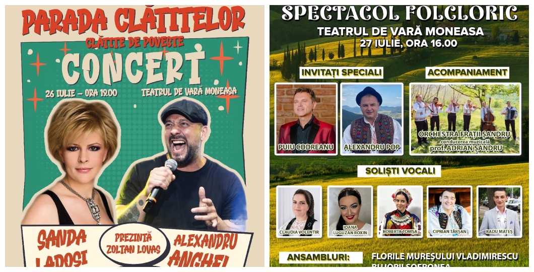Spectacole cu Sanda Ladoși, Puiu Codreanu și Ansambluri Folclorice în Ultimul Weekend din Iulie