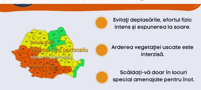 cod portocaliu joi 25 iulie