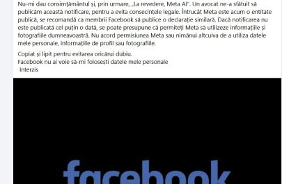 interzic facebook meta sa utilizeze informatiile fotografiile datele personale