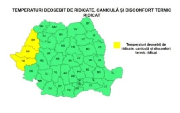 Cod galben de canicul&#259; &icirc;n jude&#539;ul Arad. Pompierii fac apel la popula&#539;ie