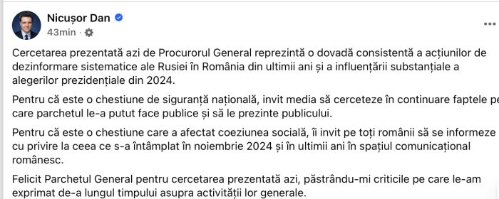 POSTARE NICUSOR DAN