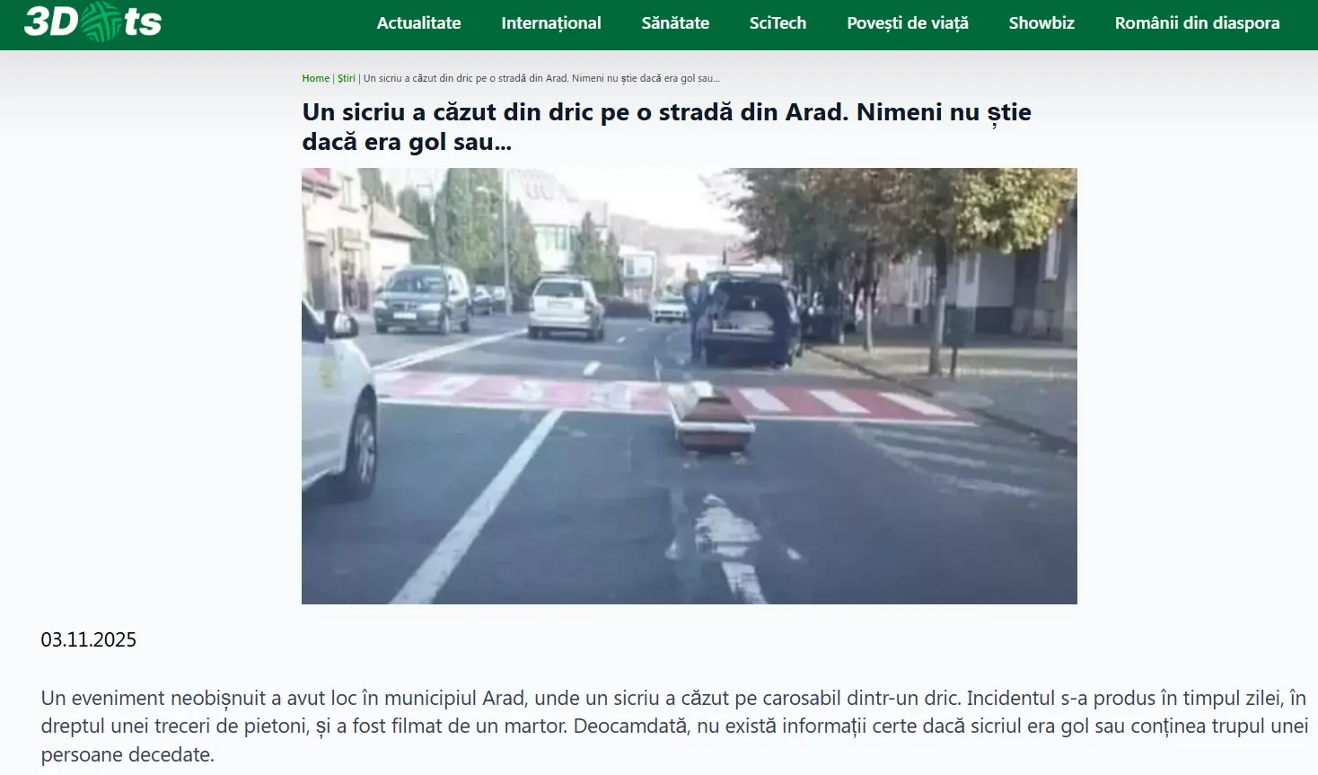 Fake News sicriul căzut pe o stradă din Arad - 3Dots