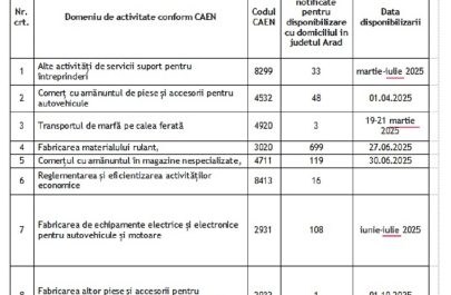 Situația disponibilizărilor colective anunțate la AJOFM Arad în anul 2025