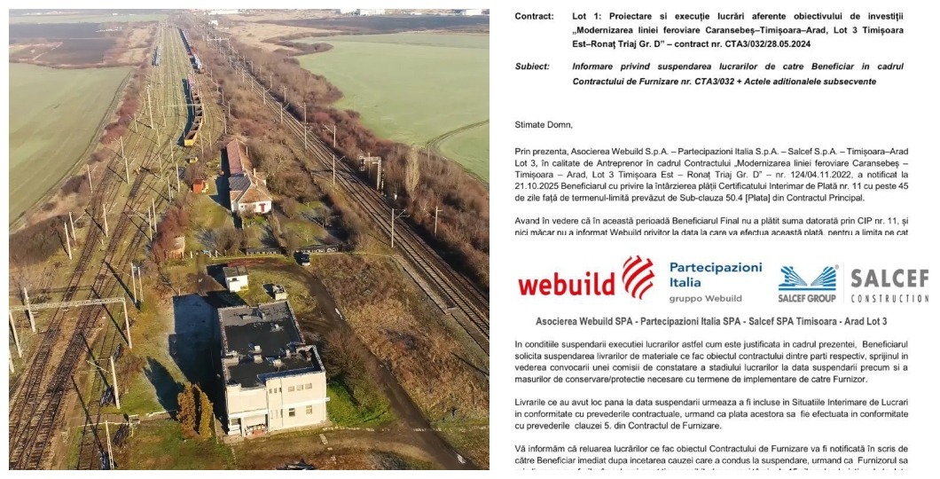 EXCLUSIV: O notificare transmisă de Webuild către colaboratori arată suspendarea lucrărilor de pe traseul Caransebeș - Timișoara -Arad din cauza neplăților statului • Special Arad · ultimele știri...