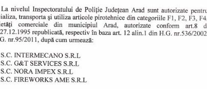 firme autorizate artificii arad