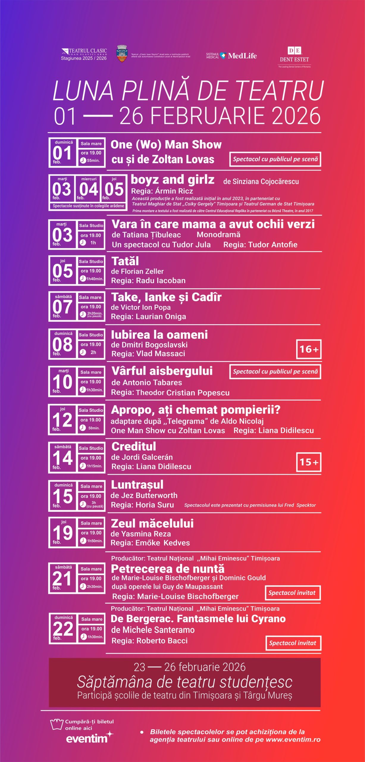 Luna plină de teatru 2026