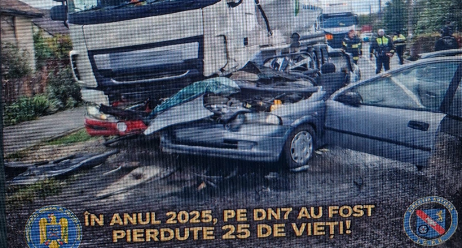 Poza pentru articolul IPJ: În anul 2025, pe DN7 s-au înregistrat 286 accidente, în urma cărora 25 de oameni au murit
