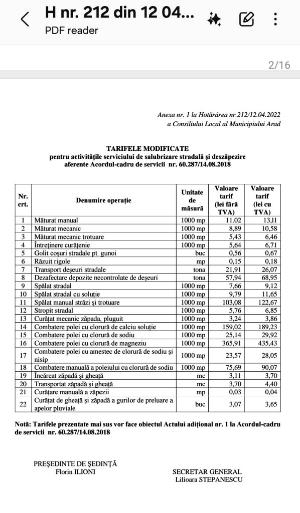 esec zapada tarife modificate