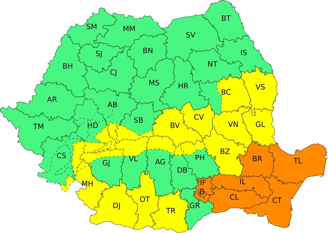 ANM cod portocaliu București sud-est zăpadă