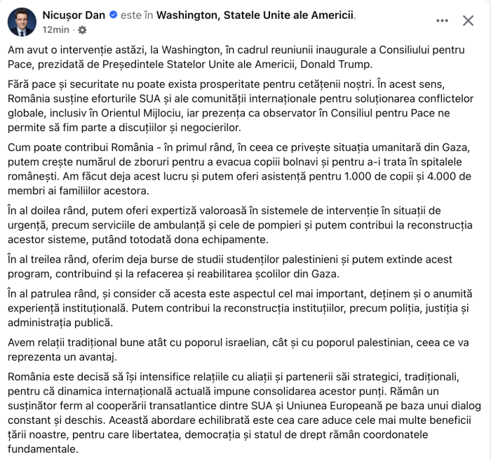 postare președinte Nicușor Dan