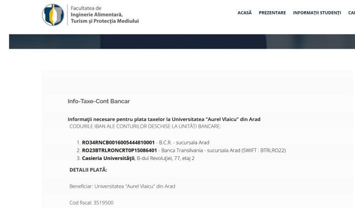 Poza pentru articolul Cuba, Dubai, Canada. Audit exploziv la UAV Arad: un card fără limite, legat la taxele studenților și plăți fără acte justificative!