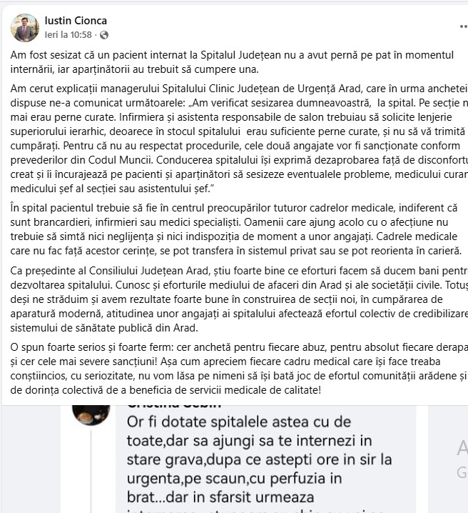 Poza pentru articolul Verificări pe bandă rulantă la spital. Cazul pernei lipsă scoate la iveală problemele cronice ale unității sanitare