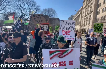 NO WAR WITH IRAN protest Trump