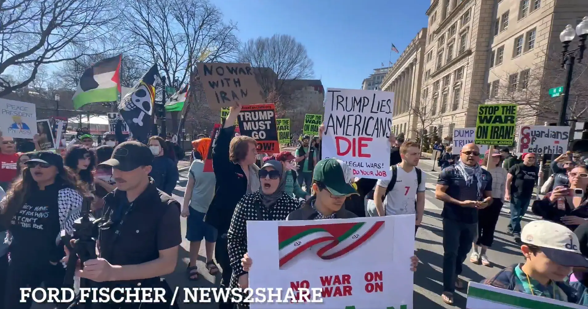 NO WAR WITH IRAN protest Trump