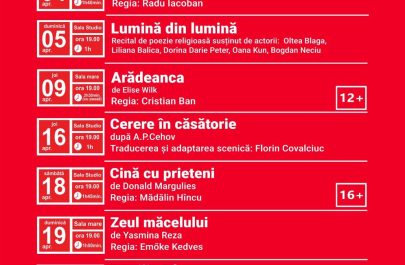 PROGRAMUL LUNII APRILIE 2026 Teatrul Clasic Ioan Slavici