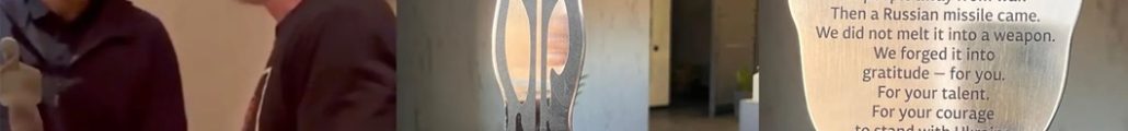 Sean Penn a primit un premiu Oscar alternativ în Ucraina, confecționat din metalul unui vagon bombardat de ruși