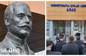 Bust dedicat lui Vasile Stroescu la ISJ Arad