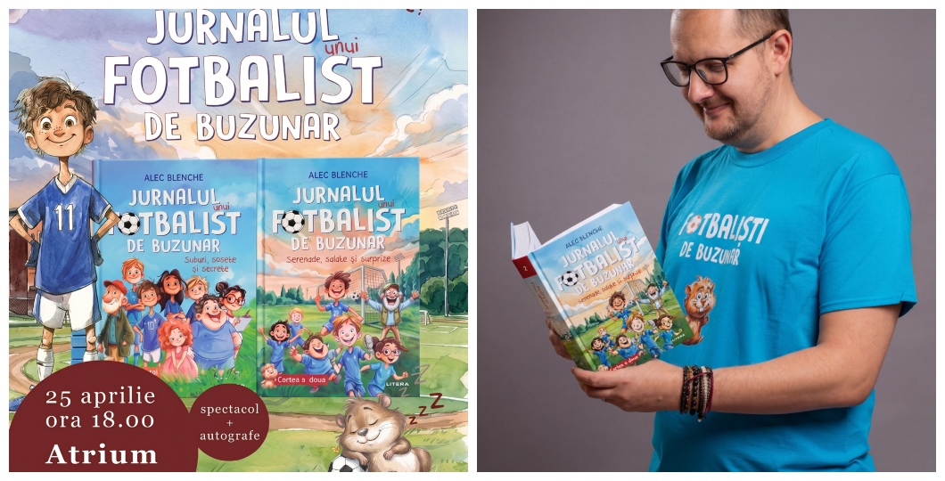 Poza pentru articolul Alec Blenche la Arad: unul dintre cei mai îndrăgiti autori de cărți pentru copii din România lansează primele două volume din „Jurnalul unui fotbalist de buzunar“