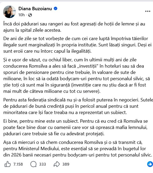 Poza pentru articolul Ministrul Mediului reacționează după atacul asupra rangerilor din Arad