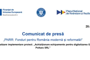 Anunț finalizare implementare proiect Achiziționare echipamente pentru digitalizarea Golden Poltura SRL