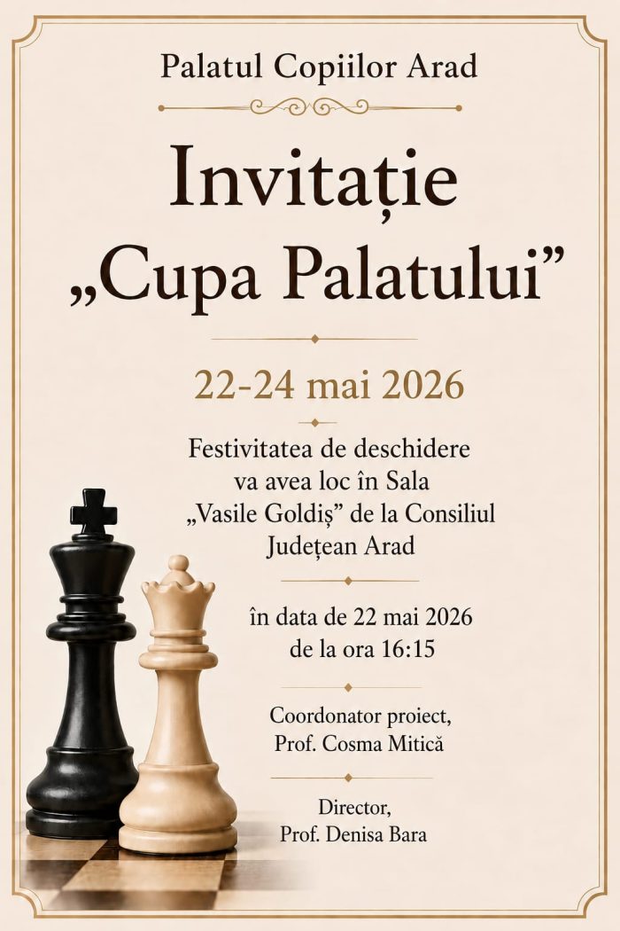 Poza pentru articolul „Cupa Palatului” revine la Arad: șah, educație și competiție pentru tineri