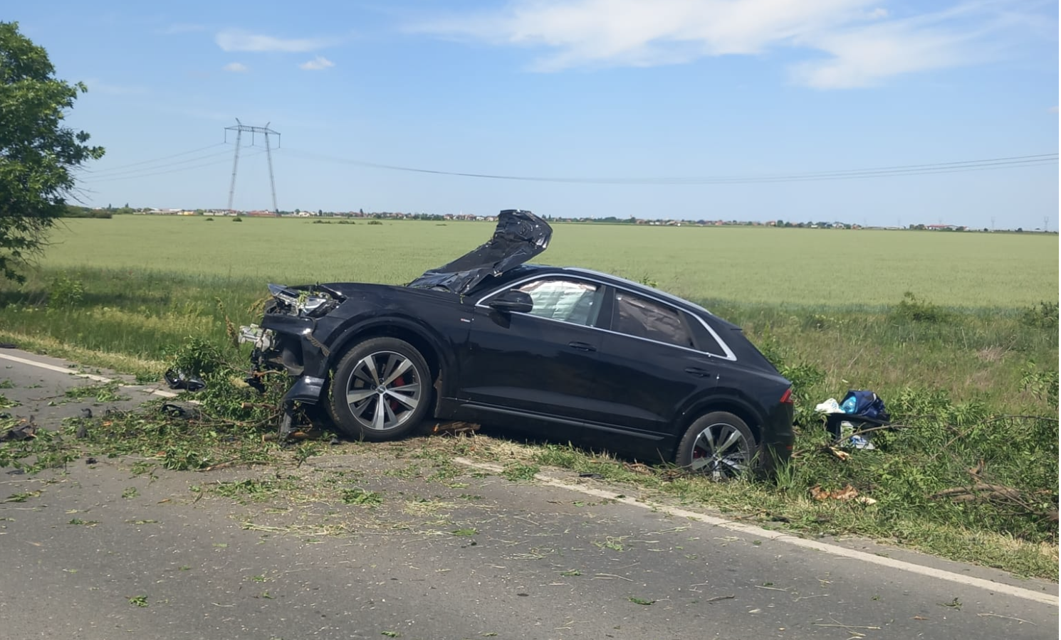 Poza pentru articolul Accident pe centura Aradului: autoturism izbit de un copac, posibilă victimă încarcerată