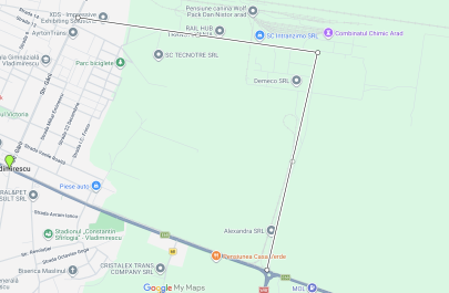 schiță aproximativă centură Vladimriescu  Jandarmerie DN 7