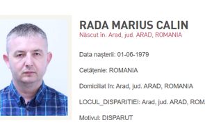 Rada Marius Calin - Persoană dispărută dintr-o unitate medicală din Arad