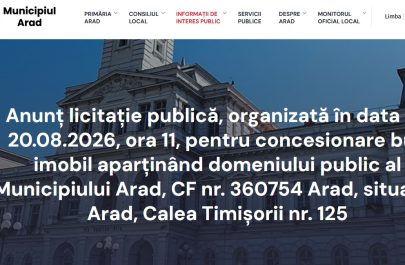 anunt licitatie publica 20 august teren public langa viitor kaufland aradul nou