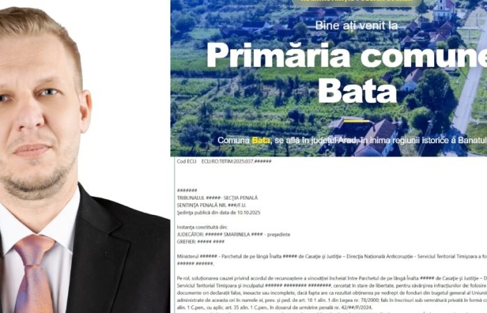 Bata: facturi false, o sentință definitivă și o lungă tăcere. Primarul comunei a demisionat, invocând motive personale și medicale, la zece luni de la o condamnare penală
