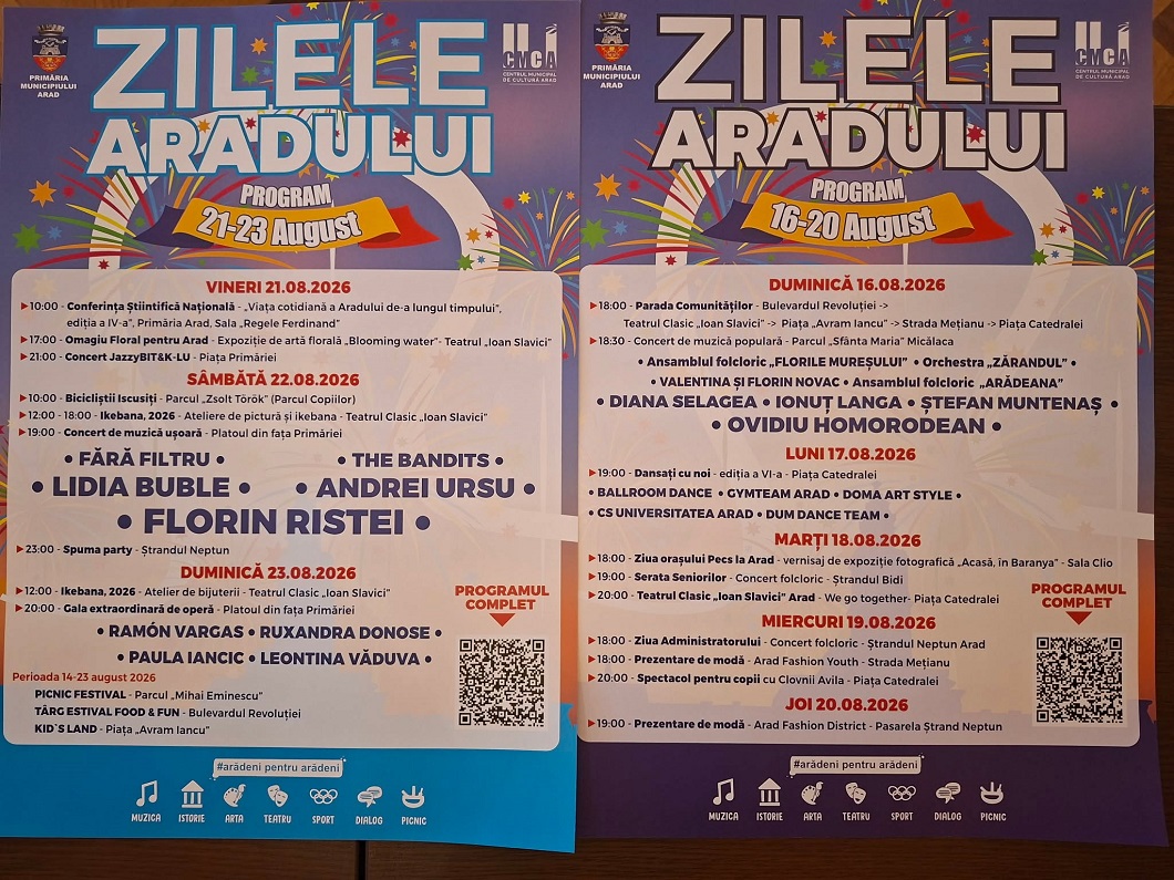 zilele aradului 2026 program